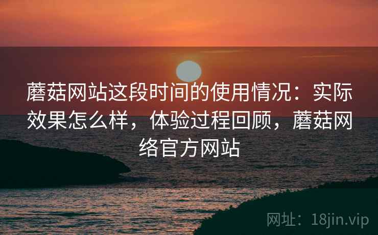 蘑菇网站这段时间的使用情况：实际效果怎么样，体验过程回顾，蘑菇网络官方网站