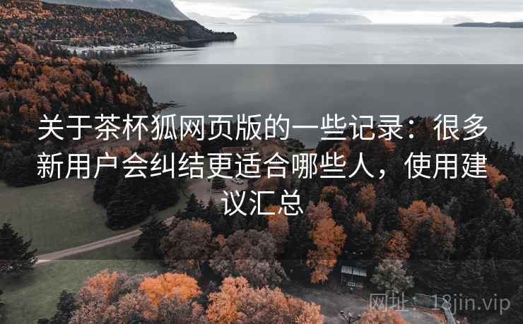 关于茶杯狐网页版的一些记录：很多新用户会纠结更适合哪些人，使用建议汇总
