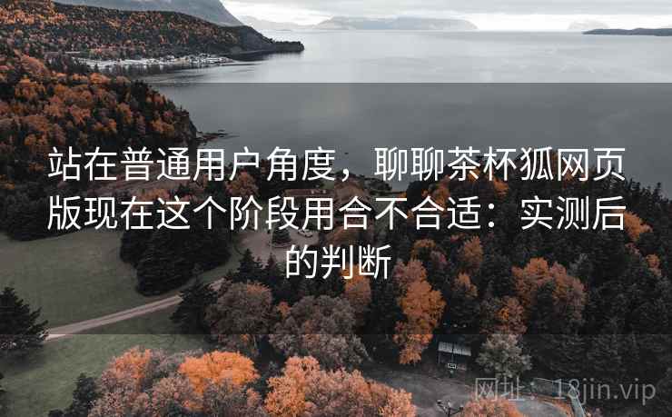站在普通用户角度，聊聊茶杯狐网页版现在这个阶段用合不合适：实测后的判断